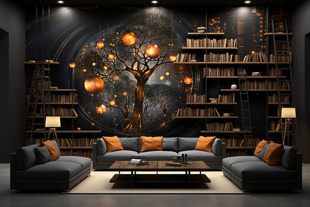 书房沙发现代风格的书房设计图片