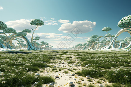 未来绿色沙漠背景图片