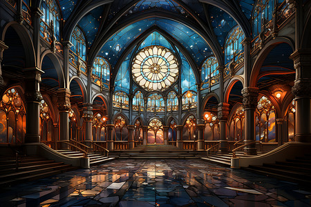 彩色玻璃大教堂背景图片