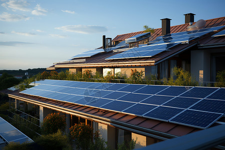 太阳能屋顶能源建筑高清图片