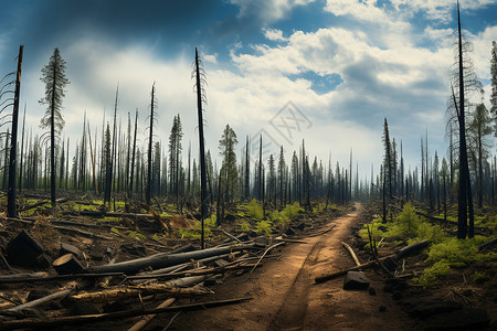 森林的砍伐背景图片