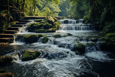 山中溪流背景图片