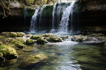瀑布中的自然奇迹背景图片