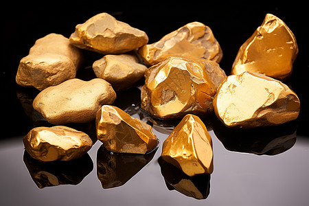 宝藏的金块黄金矿石高清图片