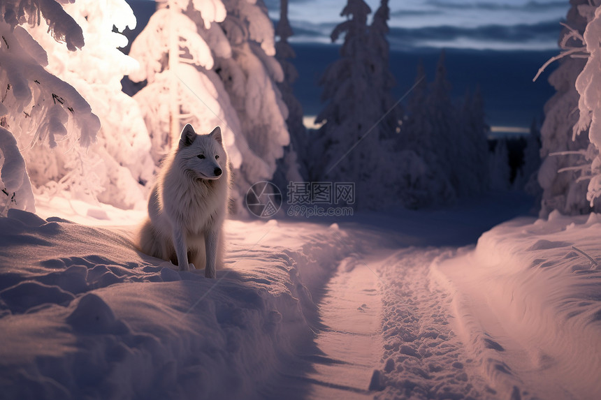 雪山中的孤狼图片