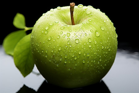 水滴点缀的苹果背景图片