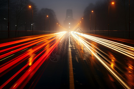灯火通明的夜晚城市道路背景图片