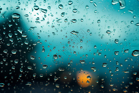 玻璃下雨窗户上的雨珠背景