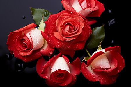 浪漫的红色玫瑰花瓣背景图片