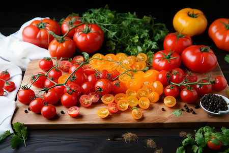 新鲜有机的番茄食材背景图片