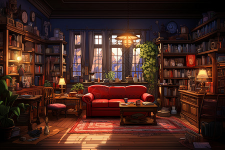 温馨的书房背景图片
