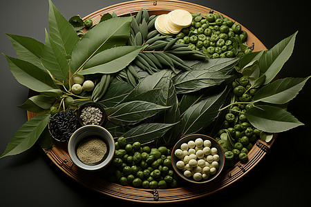 准备好的新鲜香料背景图片