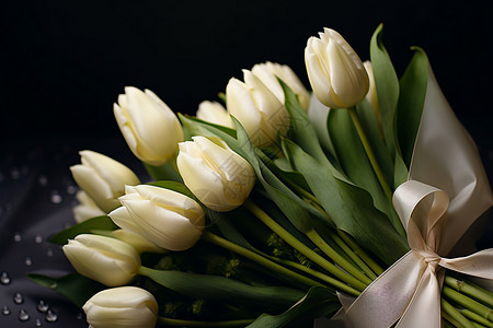 白色郁金香花束背景图片