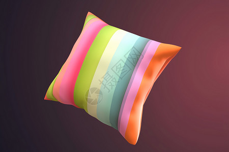 多彩条纹的3D抱枕背景图片