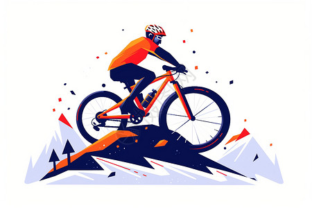 山地骑行骑行者征服挑战性山地车道的插画插画