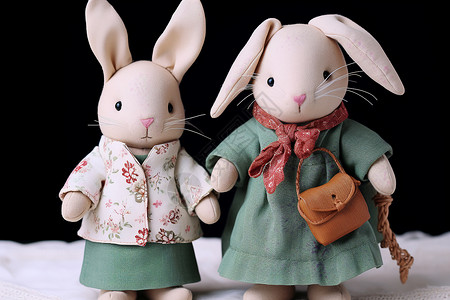 手工艺术的小兔子玩偶背景