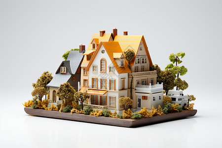 3D别墅房屋建筑模型背景图片