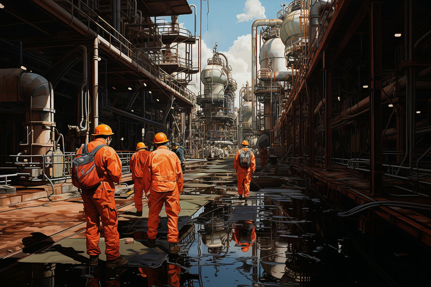 油厂工人图片