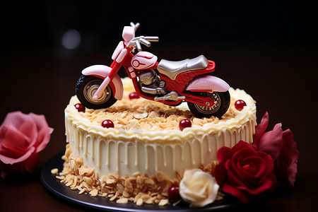 摩托车装饰的蛋糕背景图片