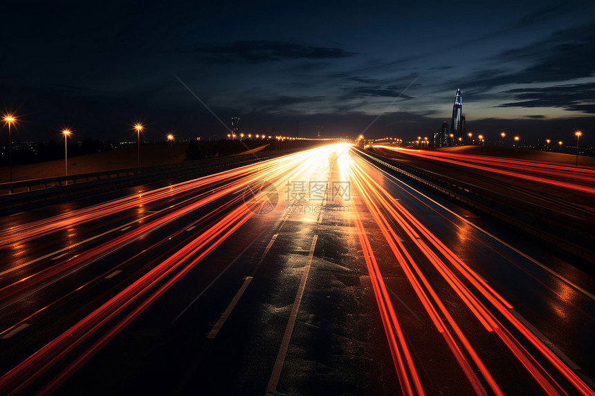 夜晚的公路图片