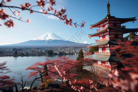 晨曦的富士山背景图片