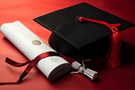 毕业帽与毕业证书背景图片