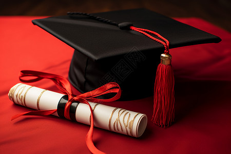 毕业礼帽与学位证书背景图片
