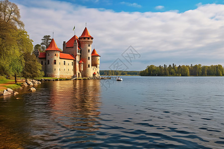湖上的城堡背景图片
