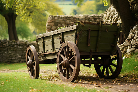 古老木制马车背景图片