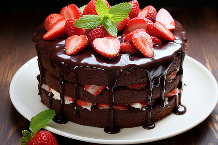 草莓朱古力蛋糕背景图片