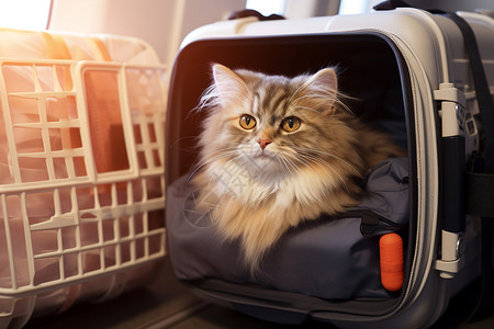 行李箱里的小猫背景图片