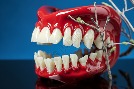口腔的牙齿假牙背景图片