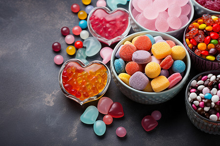 桌子上可口的糖果背景图片