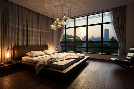 夕阳下的卧室背景图片