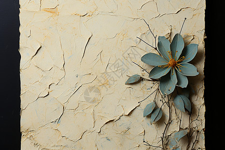 裂缝纸张上的花朵背景图片