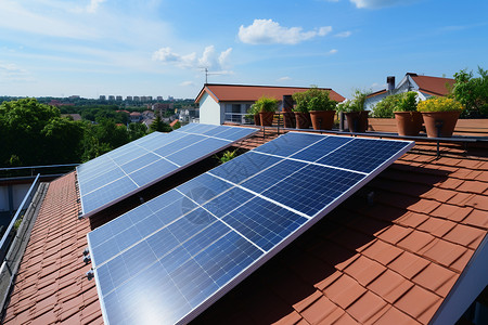 安装太阳能屋顶安装的光伏背景