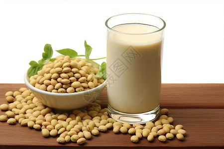 营养豆浆健康的豆浆和大豆背景