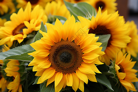 花田中开放的太阳花背景图片