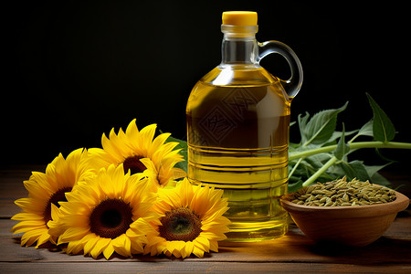 健康的葵花籽油背景图片