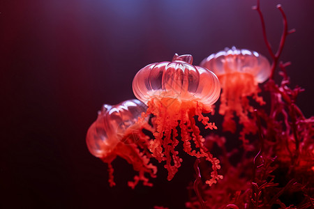 海洋里的透明水母背景图片