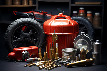 蓄电池车库的各种工具背景