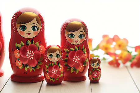 俄罗斯套娃家庭背景图片