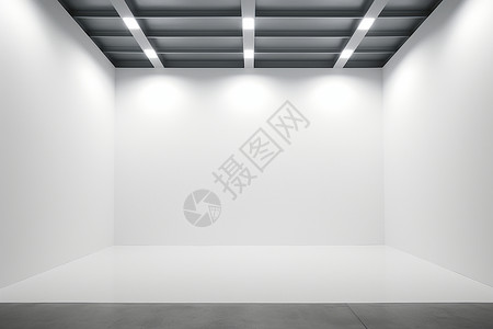 白色空间灯光墙面高清图片