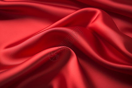 红色奢华柔软光滑的红色丝绸背景