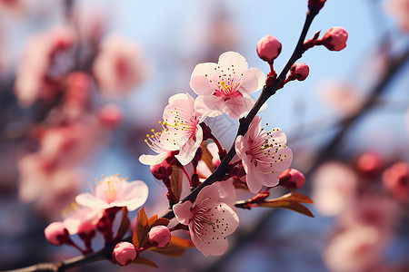 樱花与蓝天相映背景图片