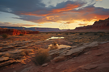 荒漠里的岩石背景图片