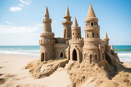 沙滩上的城堡背景图片