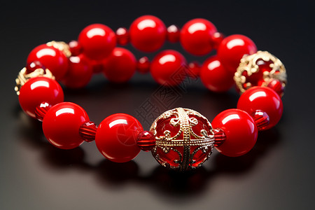 红色手链珍贵的玫瑰宝石珠链背景