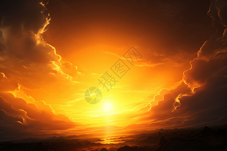 天空中的夕阳背景图片