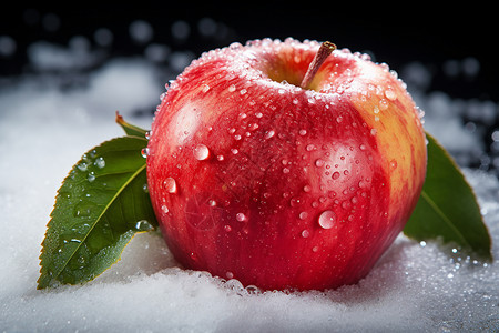 冰雪中的红苹果高清图片